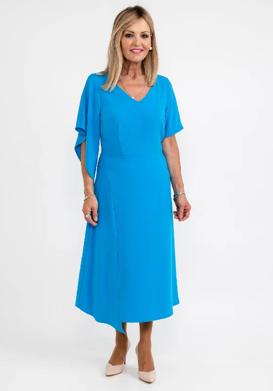 Early Access Ella Boo Drape Sleeve A Line Midi Dress, Ocean