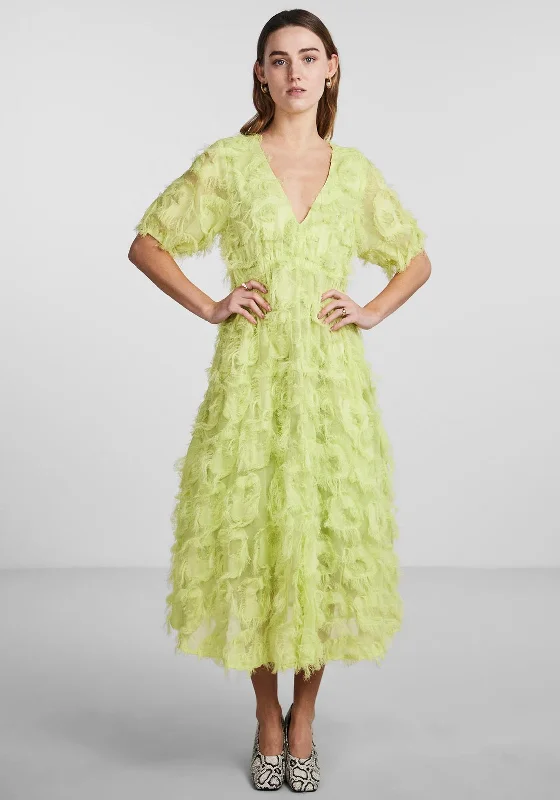 Bonus Savings Y.A.S Pazylla Feathered A Line Dress, Opaline Green