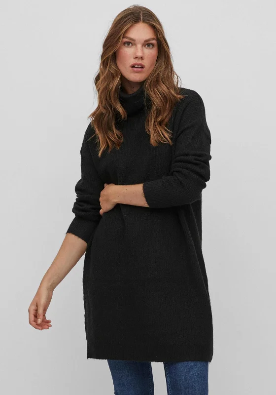 Vila Cilia Knit Jumper Dress, Black