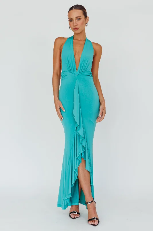 Low Prices Zaphirah Halterneck Ruffle Dress Jade