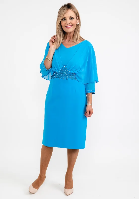 Savings Alert Lizabella Applique Waist Pencil Midi Dress, Ocean