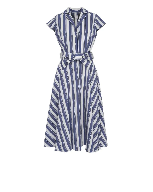 Discount Deals Women's Zoe Short Sleeve Midi Dress In Blue Stripes