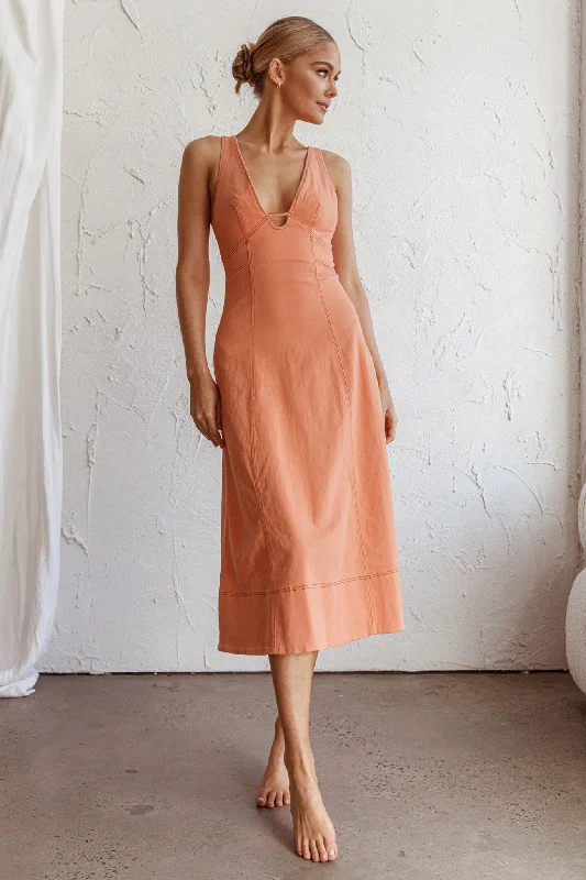 Flash Deals Elias Decorative Stitch Midi Dress Mango