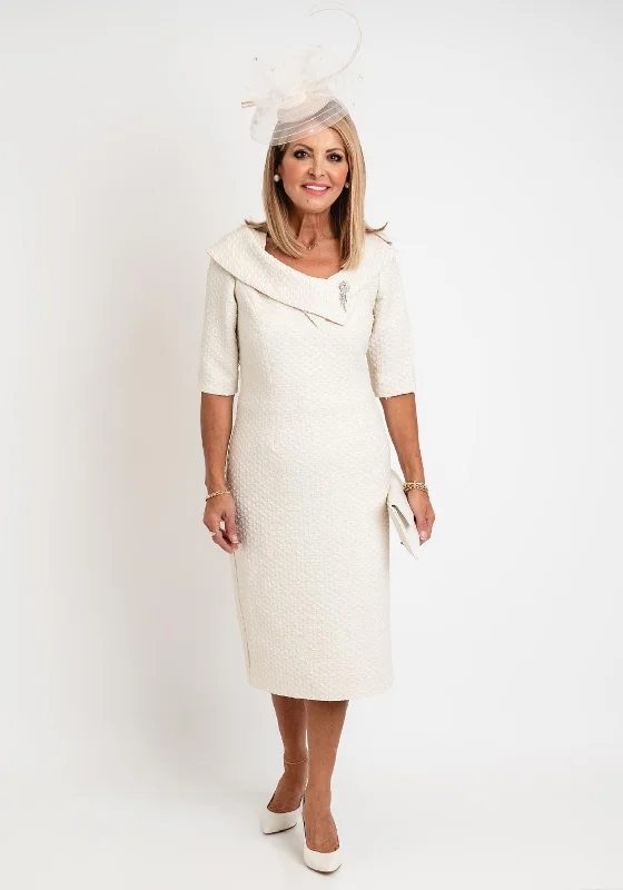 Price Cut Casandra Madi Textured Pencil Midi Dress, Cream
