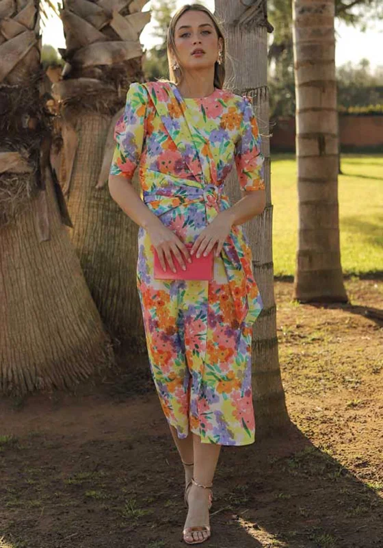 Midnight Sale Cayro Floral Print Wrap Midi Dress, Multi