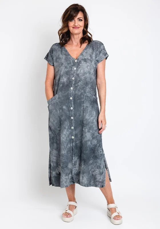 Stock Clearance One Life Raphaele Buttoned Oversized Dress, Washed Black