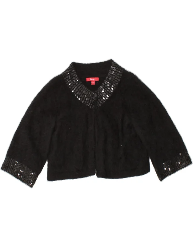 Mega Sale MONSOON Womens Bolero 3/4 Sleeve Cardigan Sweater UK 16 Large Black Angora