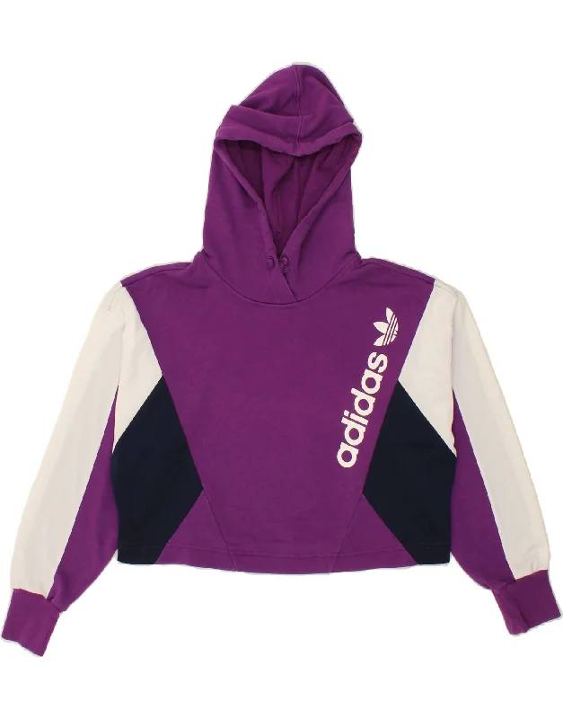 Buy Now ADIDAS Womens Oversized Graphic Hoodie Jumper UK 6 XS Purple Colourblock