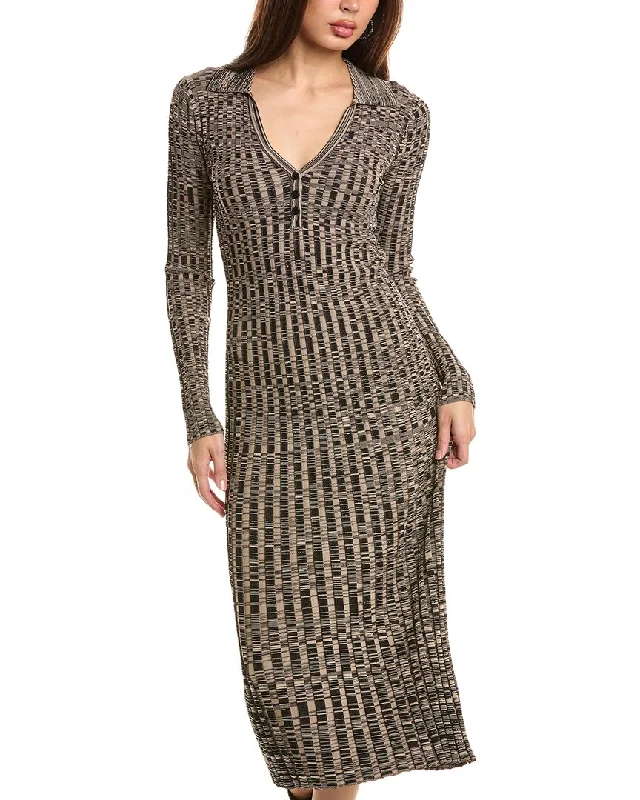 Shop and Save Elie Tahari Rib Polo Midi Dress