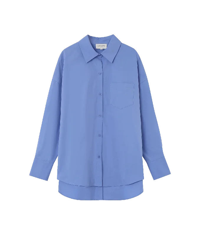 Special Promotion Nesrine Oversized Cotton Shirt - Blue