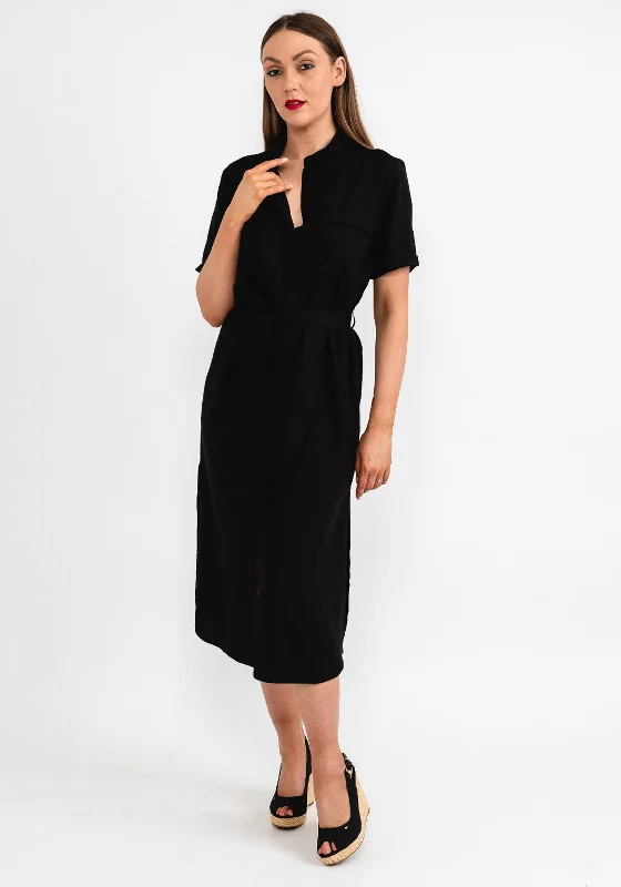 Super Sale Vila Elaine Midi Shirt Dress, Black