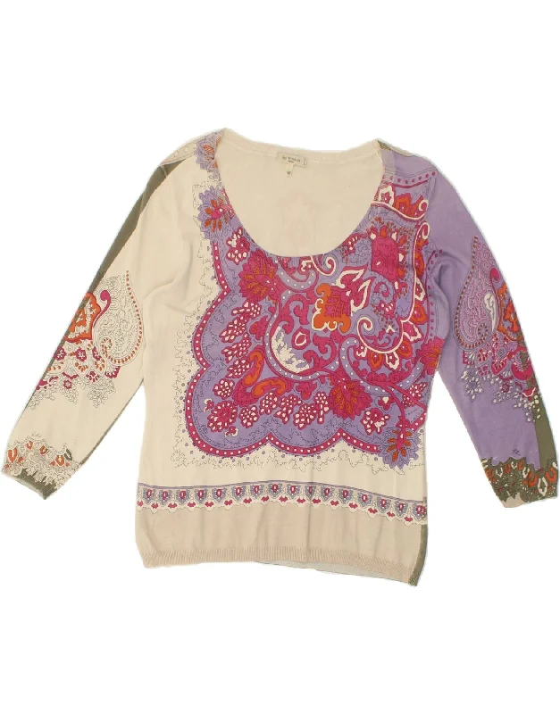 One-DAY Sale ETRO Womens 3/4 Sleeve Boat Neck Jumper Sweater IT 48 XL Multicoloured
