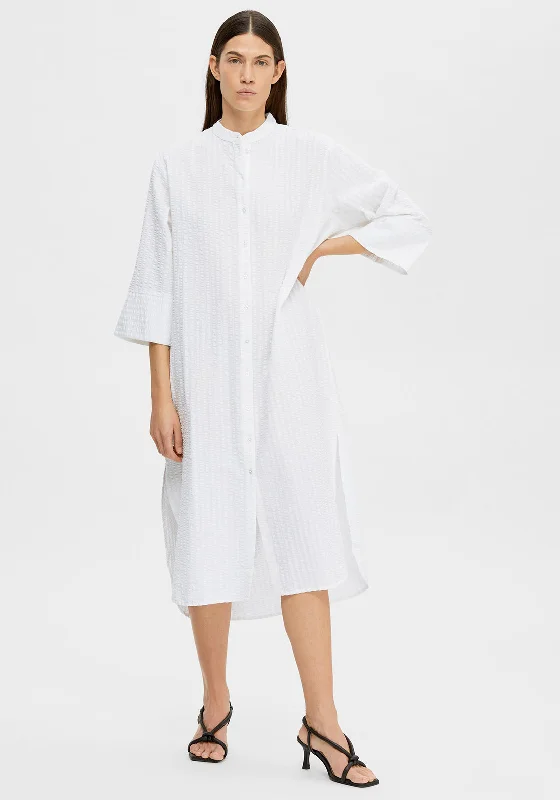 Deep Discounts Selected Femme Rosalia Midi Shirt Dress, Snow White