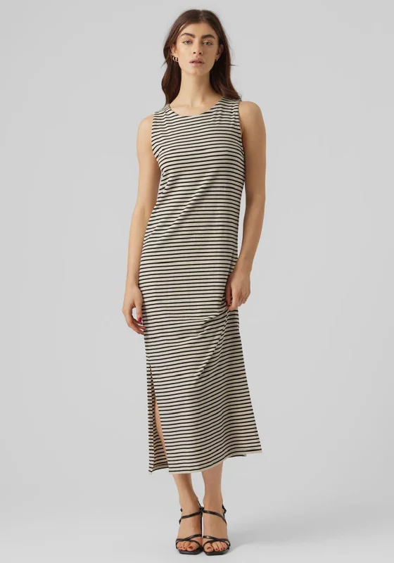 Best Bargains Vero Moda Fiona Strip Print Maxi Dress, Ibiza Black & Birch