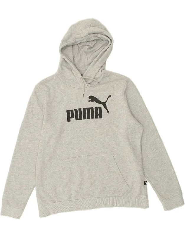 Great Bargains PUMA Womens Graphic Hoodie Jumper UK 16 Large Grey Flecked Cotton