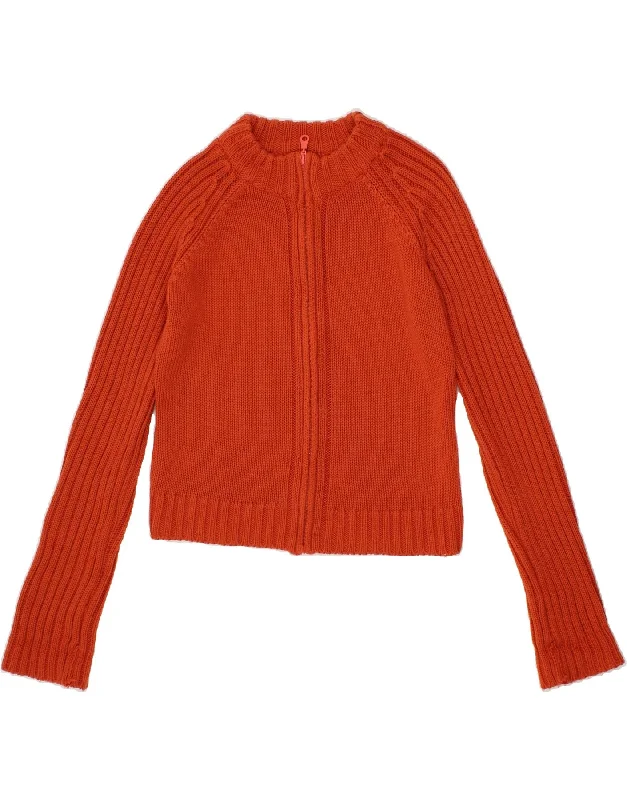 VINTAGE Womens Crop Cardigan Sweater UK 12 Medium Orange Acrylic