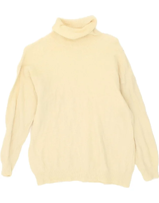 Closeout VINTAGE Womens Roll Neck Jumper Sweater UK 14 Medium Yellow
