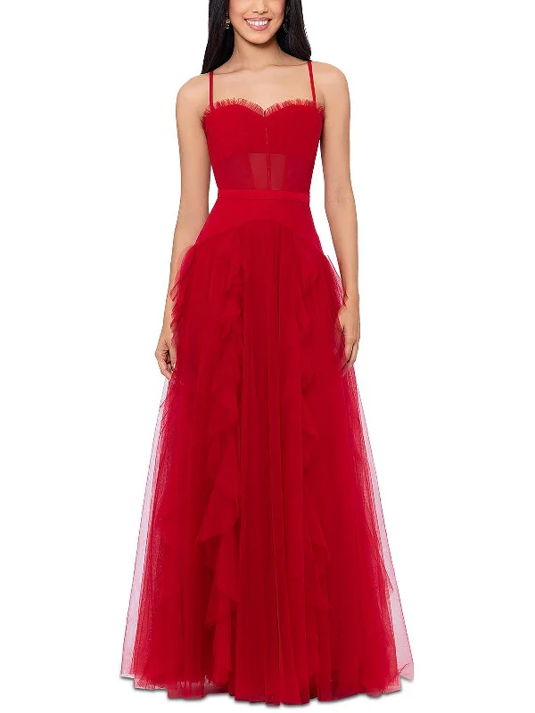 Weekend Flash Sale Womens Ruffled Full Length Evening Dress