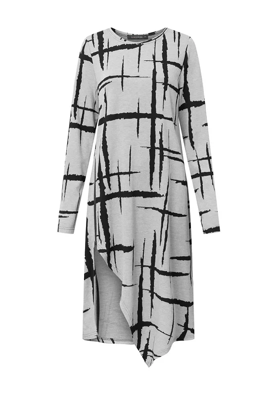 Crazy Deals Elsewhere Araras Bold Print Midi Tunic Dress, Anthracite