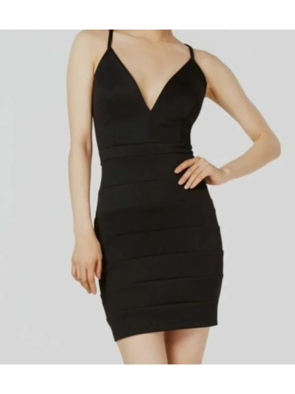 Discount Deals EMERALD SUNDAE Womens Black Stretch Ruched Deep V-back Spaghetti Strap Sweetheart Neckline Short Party Body Con Dress Discount Deals EMERALD SUNDAE Womens Black Stretch Ruched Deep V-back Spaghetti Strap Sweetheart Neckline Short Party Body Con Dress