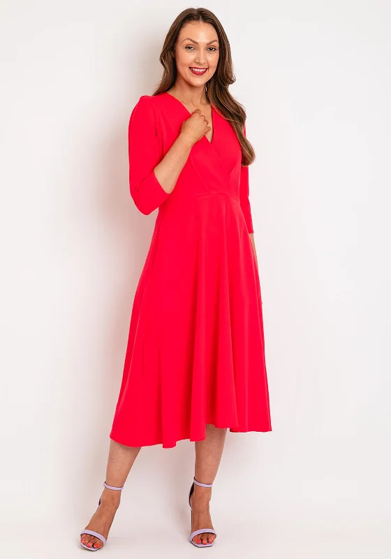 Special Savings Castings V-Shape Neckline A-Line Dress, Fuchsia