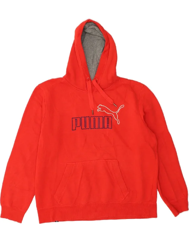 Today Only PUMA Womens Graphic Hoodie Jumper UK 16 Large Red Cotton
