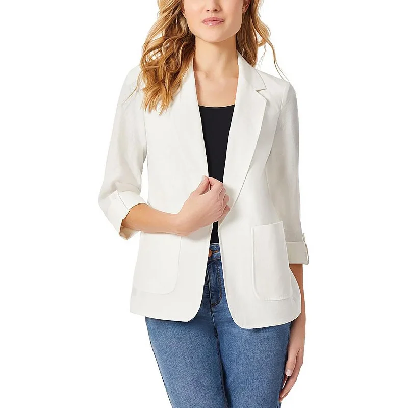 Womens Shoulder Pads Long Sleeve Open-Front Blazer