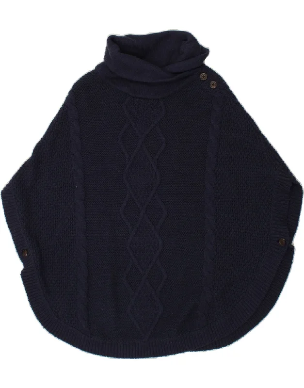 Final Clearance JOULES Womens Roll Neck Poncho Jumper UK 8 Small Navy Blue