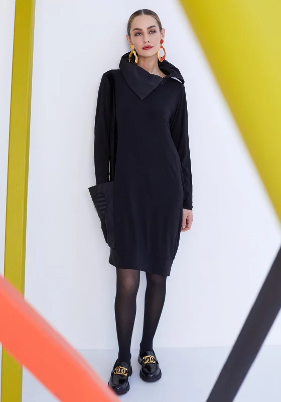 New Deals Naya Taffeta Detail Tunic Midi Dress, Black