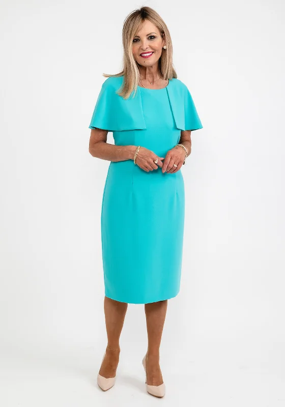 Savings Bonanza Avalon Carmen Cape Sleeve Pencil Midi Dress, Jade
