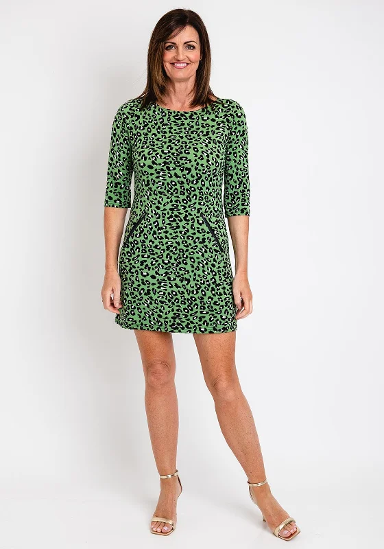 Special Offer Serafina Collection Shift Leopard Print Mini Dress, Green