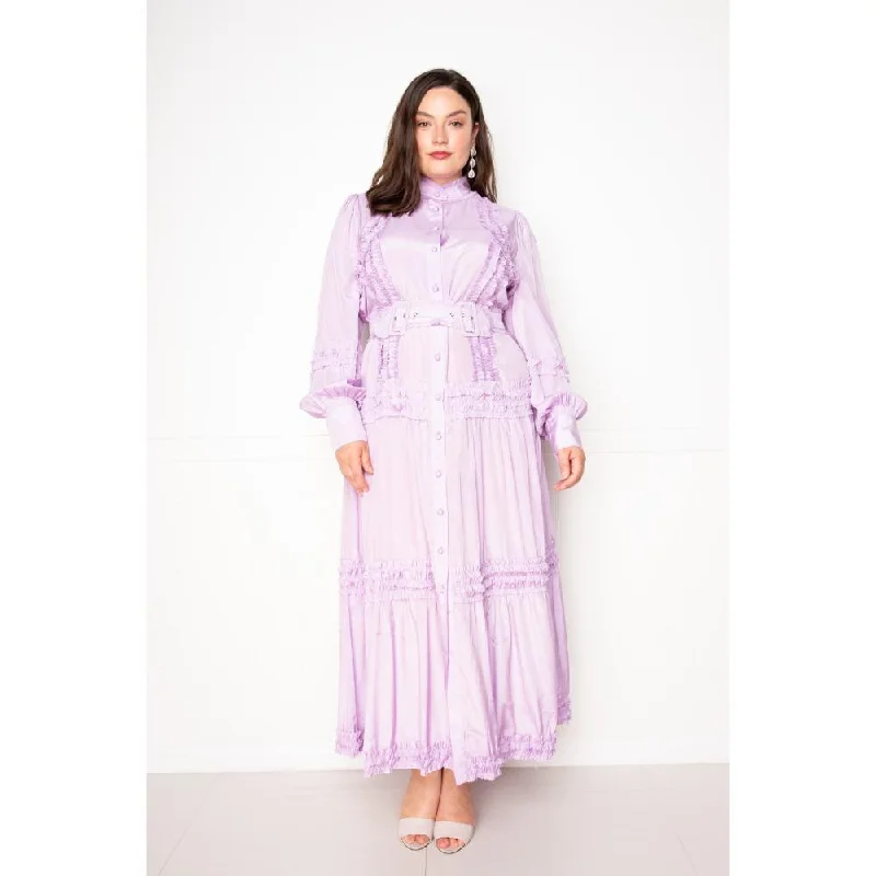 Clearance Items Belted Shirt Dress With Ruffle Detail