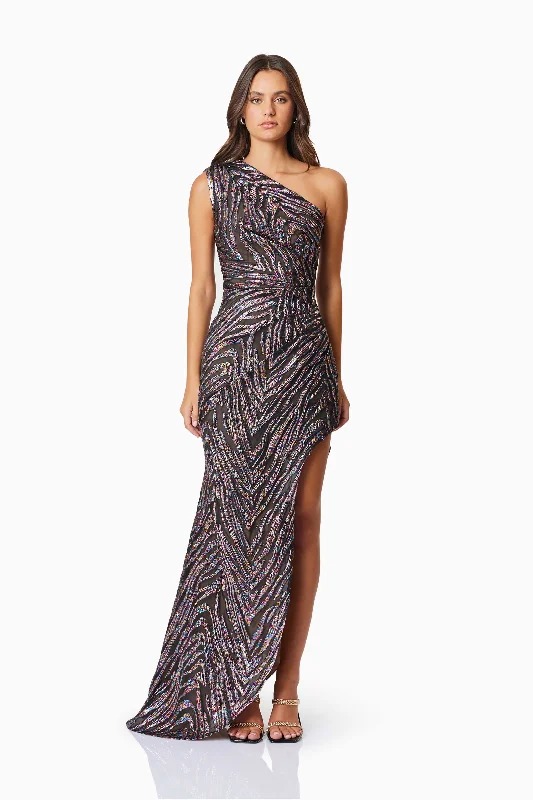 Act Now Mikayla Cocktail Maxi Gown In Purple