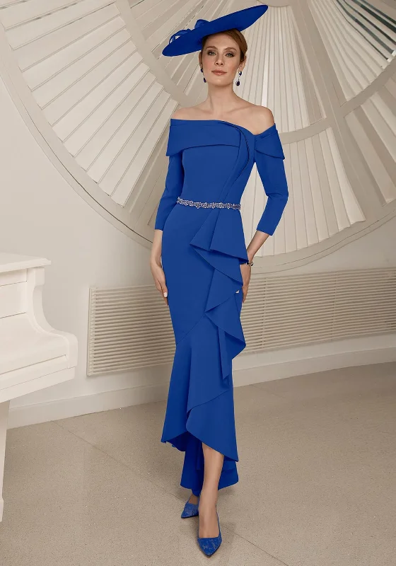 Act Fast Veni Infantino Off The Shoulder Fishtail Dress, Royal Blue