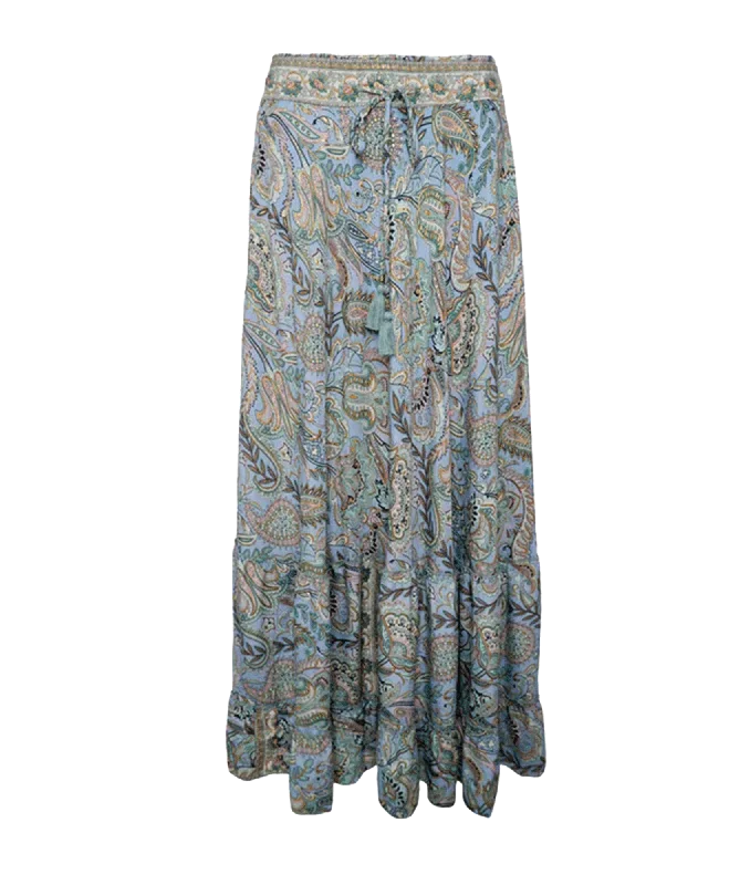 Steals and Deals Luna Maxi Frill Skirt Blue Garden - Multi