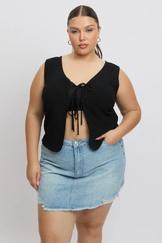 Price Slash Black Tie Up Vest
