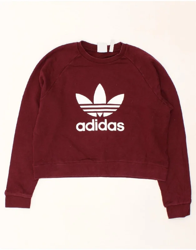 Price Meltdown ADIDAS Womens Oversized Graphic Sweatshirt Jumper UK 16 Large Burgundy