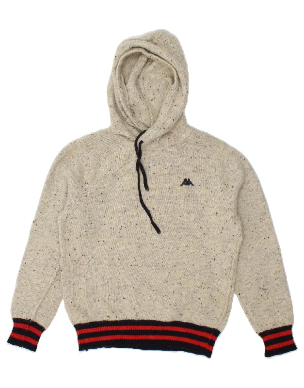 Fantastic Offers KAPPA Womens Hooded Jumper Sweater UK 10 Small Grey Flecked Wool