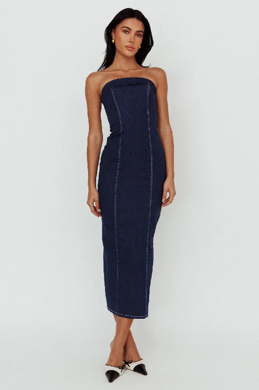 Best Deals Press Play Strapless Maxi Dress Indigo