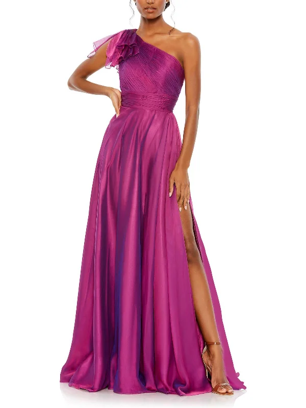 Price Break Womens Chiffon One Shoulder Evening Dress