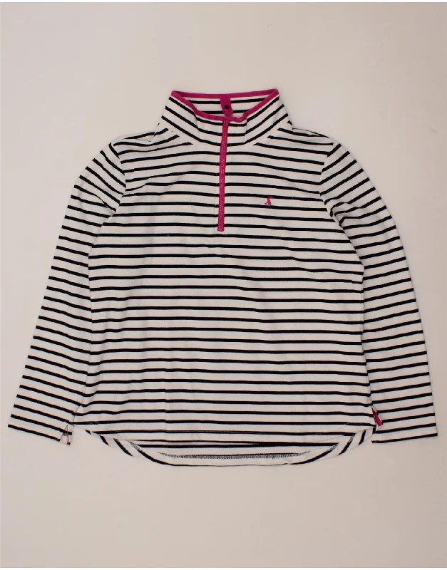 JOULES Womens Zip Neck Sweatshirt Jumper UK 18 XL White Striped Cotton