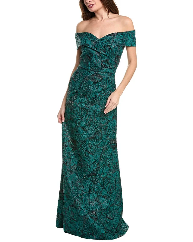 Teri Jon by Rickie Freeman Metallic Jacquard Gown