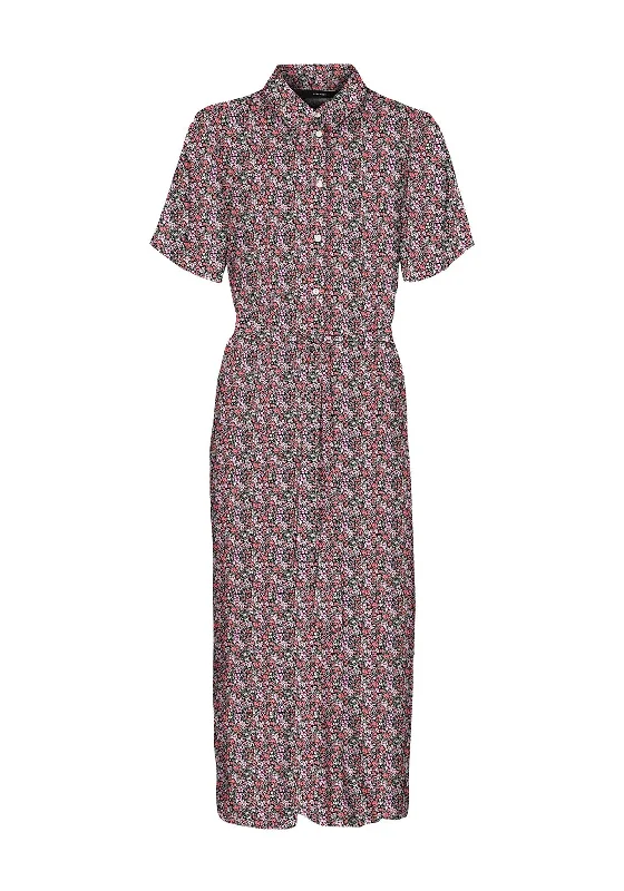 Deal of the Day Vero Moda Ditsy Floral Maxi Shirt Dress, Georgia Peach