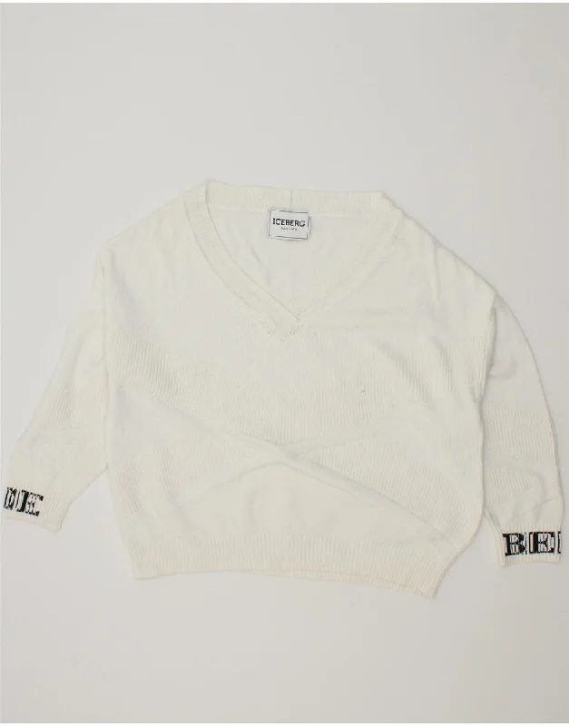 Price Drop Alert ICEBERG Womens Oversized 3/4 Sleeve V-Neck Jumper Sweater UK 18 XL White Price Drop Alert ICEBERG Womens Oversized 3/4 Sleeve V-Neck Jumper Sweater UK 18 XL White