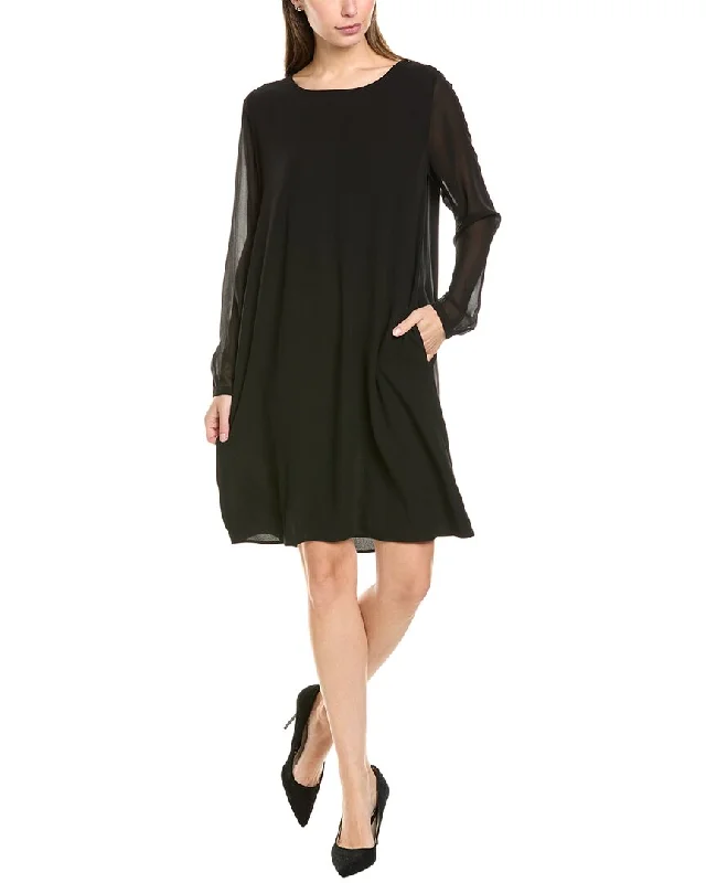 Don't Miss EILEEN FISHER Sheer Sleeve Silk Shift Dress