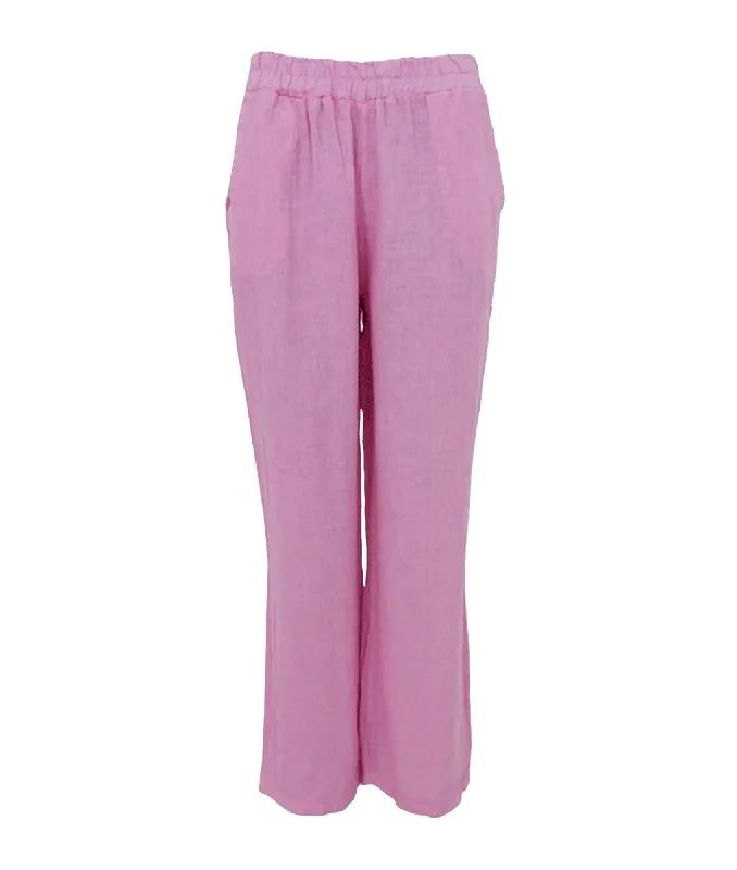 Take Advantage Melina Wide Linen Pant - Pink