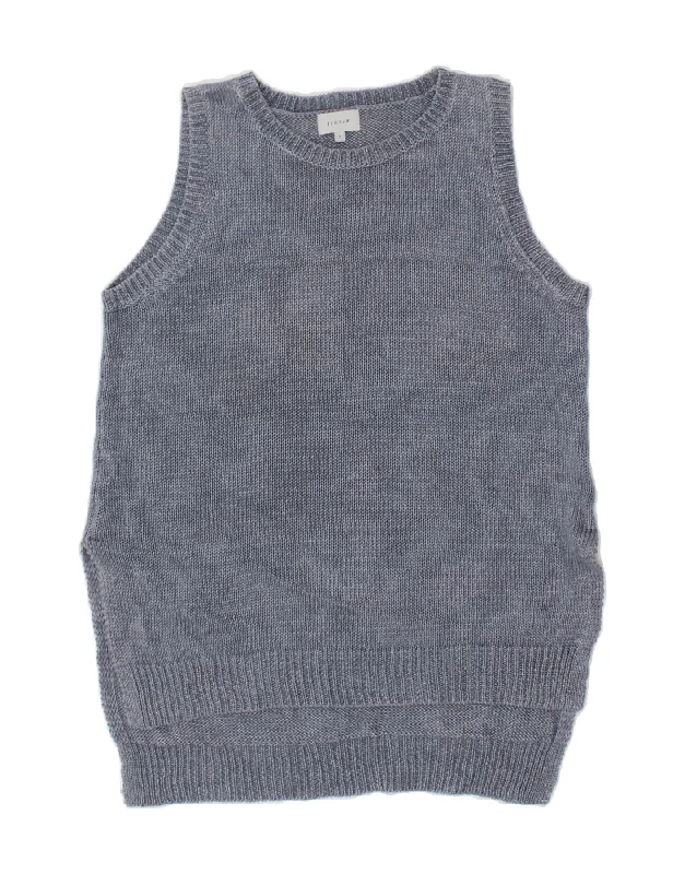 JIGSAW Womens Vest Tank Top UK 10 Small Blue Linen