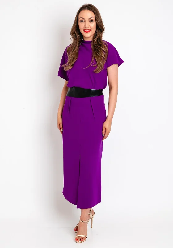 Special Savings Kameya Faux Leather Banded Waist Maxi Dress, Purple