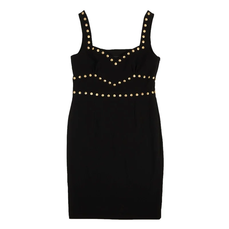 Black Gold Stud Accent Sweatheart Dress