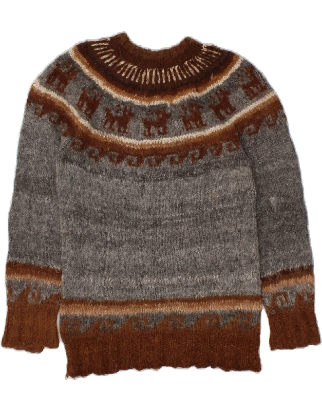 Savings Event VINTAGE Womens Crew Neck Jumper Sweater UK 12 Medium Grey Fair Isle